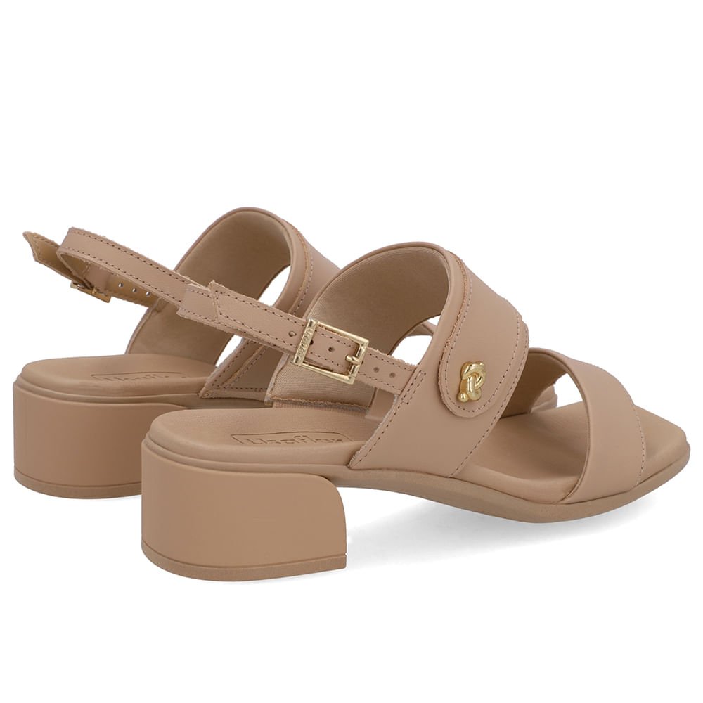 Sandália Bico Quadrado Couro Bege Nó Bege 3