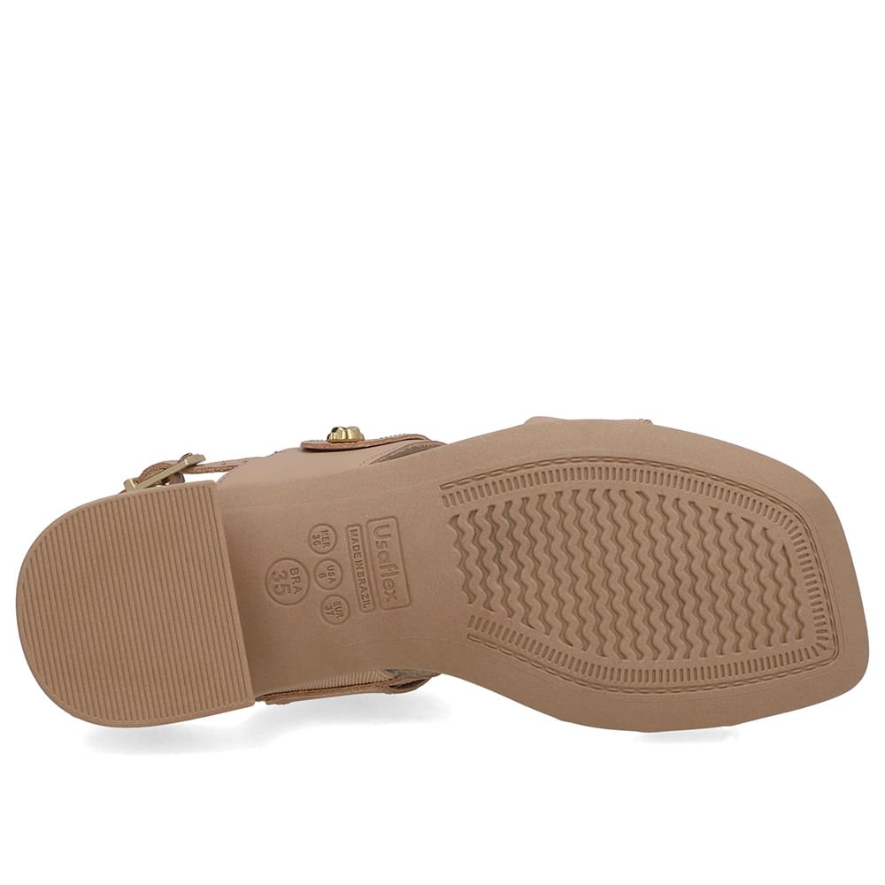 Sandália Bico Quadrado Couro Bege Nó Bege 5