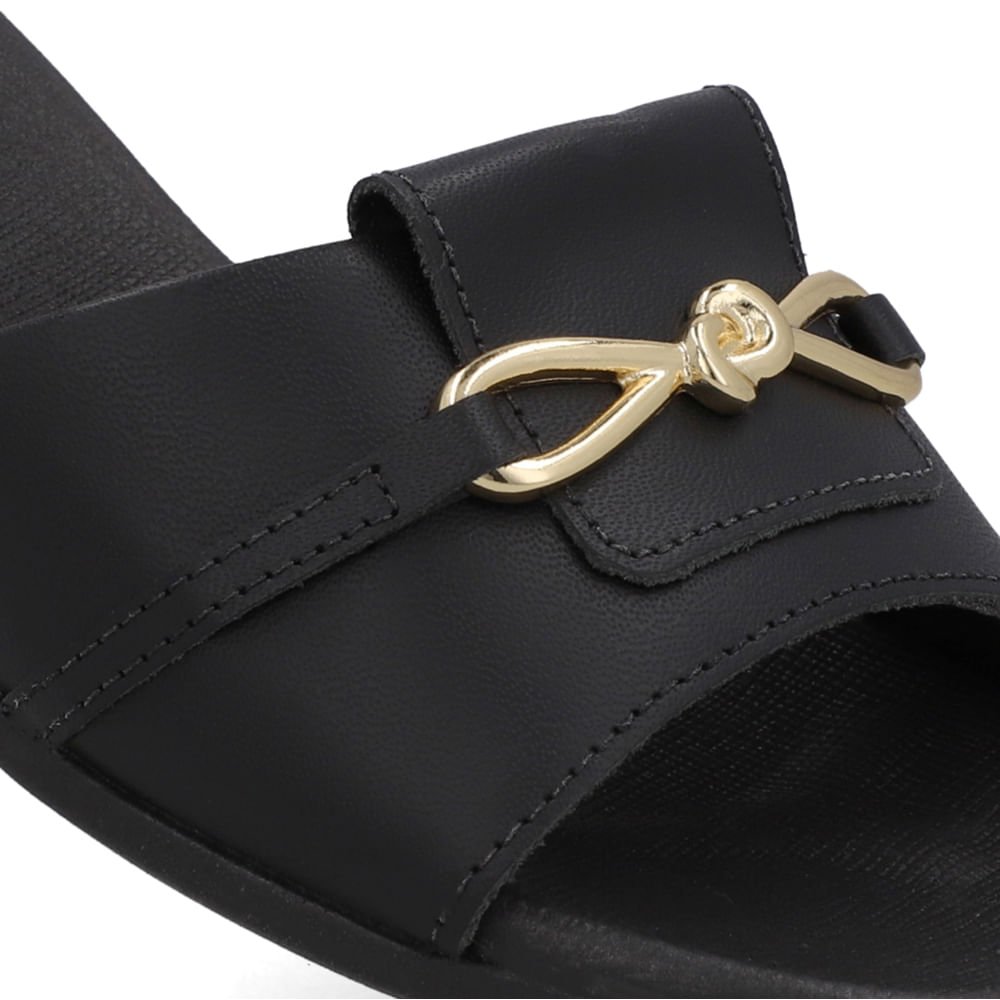 Tamanco Salto Bloco Couro Preto Bridão Preto 4