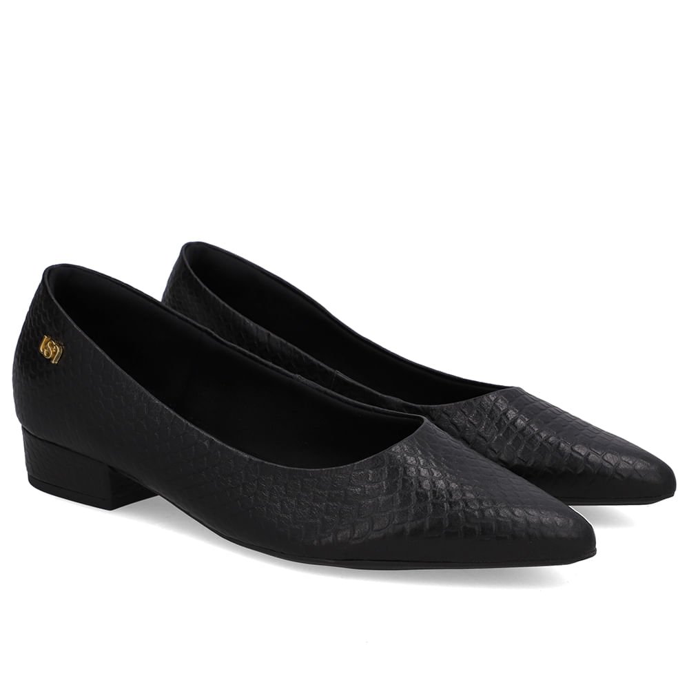 Scarpin Couro Preto Básico Preto 2