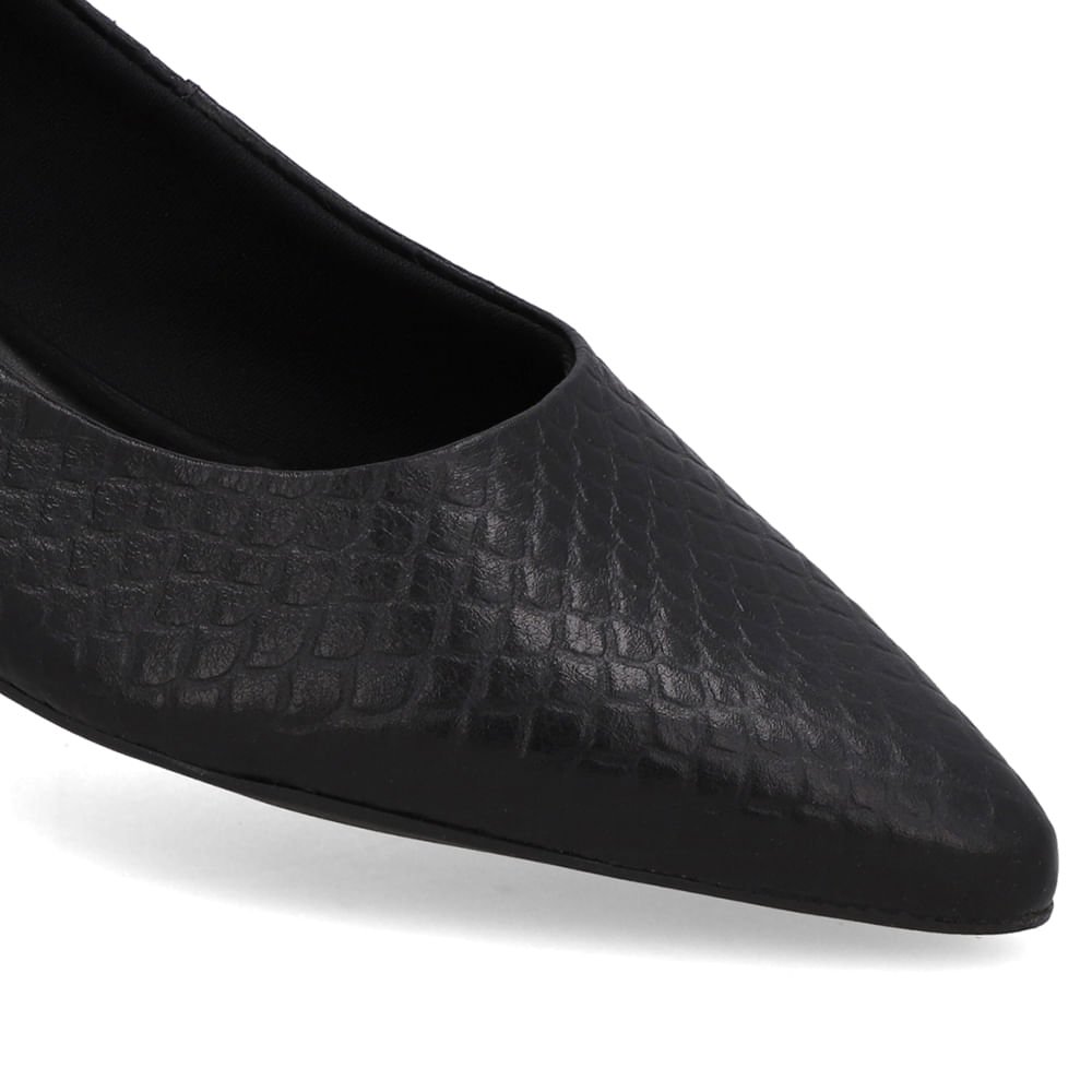 Scarpin Couro Preto Básico Preto 4