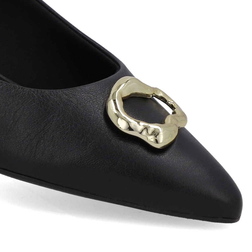 Slingback Preto Couro Enfeite Preto 4