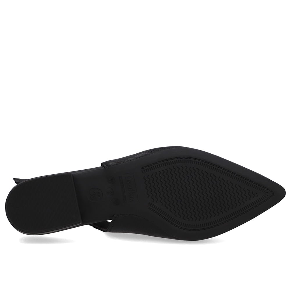 Slingback Preto Couro Enfeite Preto 5