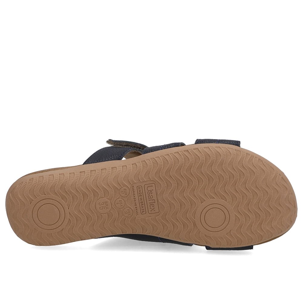 Tamanco Baixo Couro Azul Fecho-Flex Azul 5