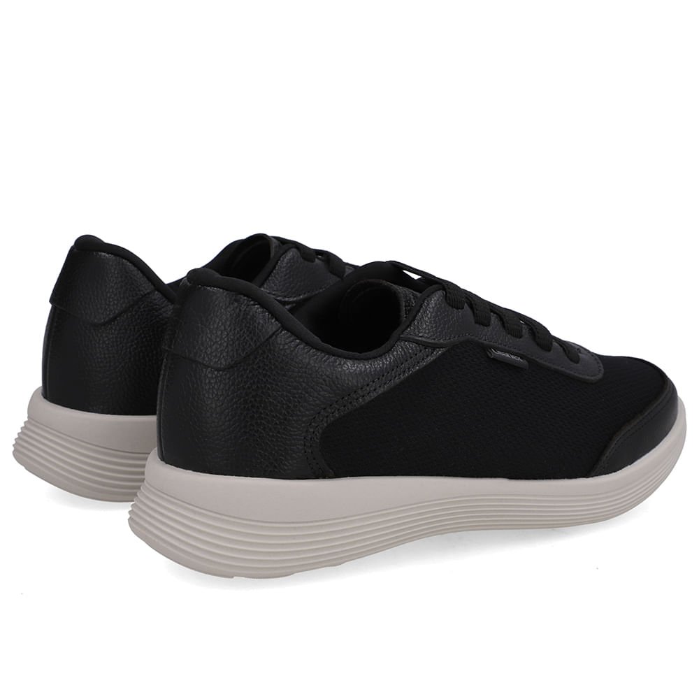Tênis Couro Preto Lateral Tecido Preto 3
