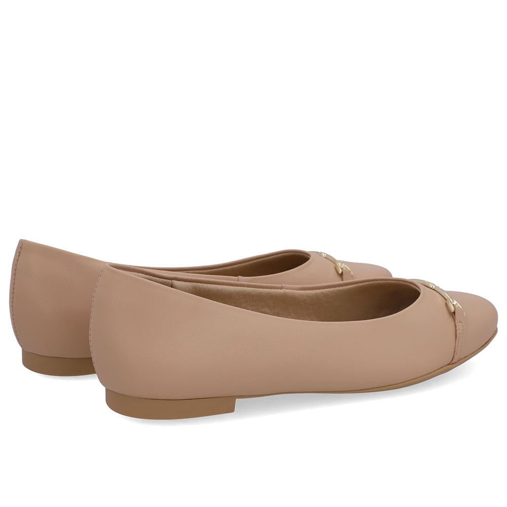 Sapatilha Bege Couro Tira Enfeite Bege 3