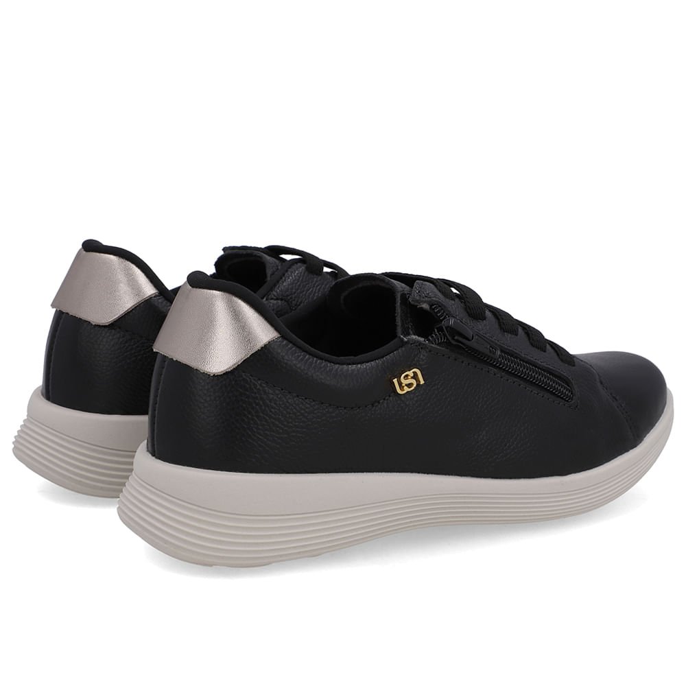 Tênis Couro Preto Zíper Lateral Preto 3