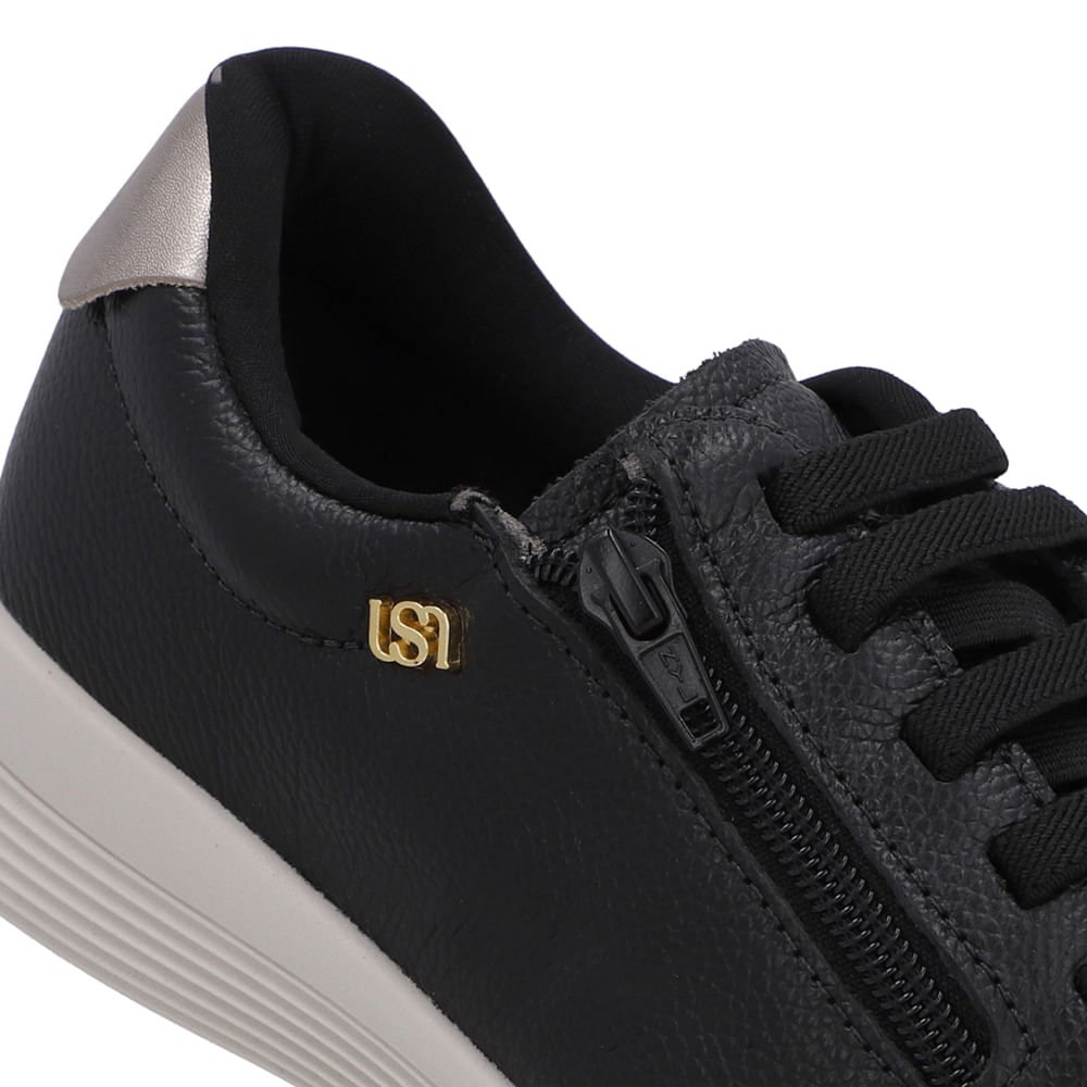 Tênis Couro Preto Zíper Lateral Preto 4