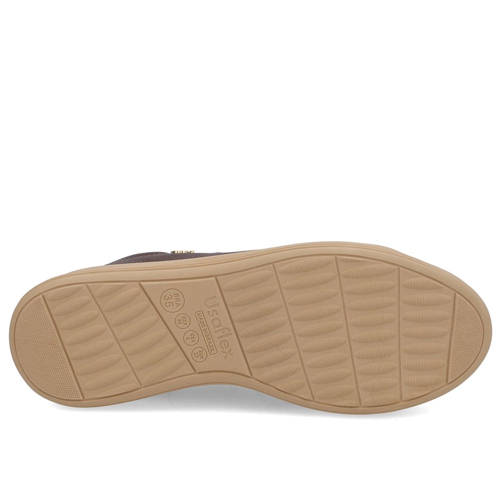 Tênis Couro Marrom Pinhão Zíper Lateral Marrom 5