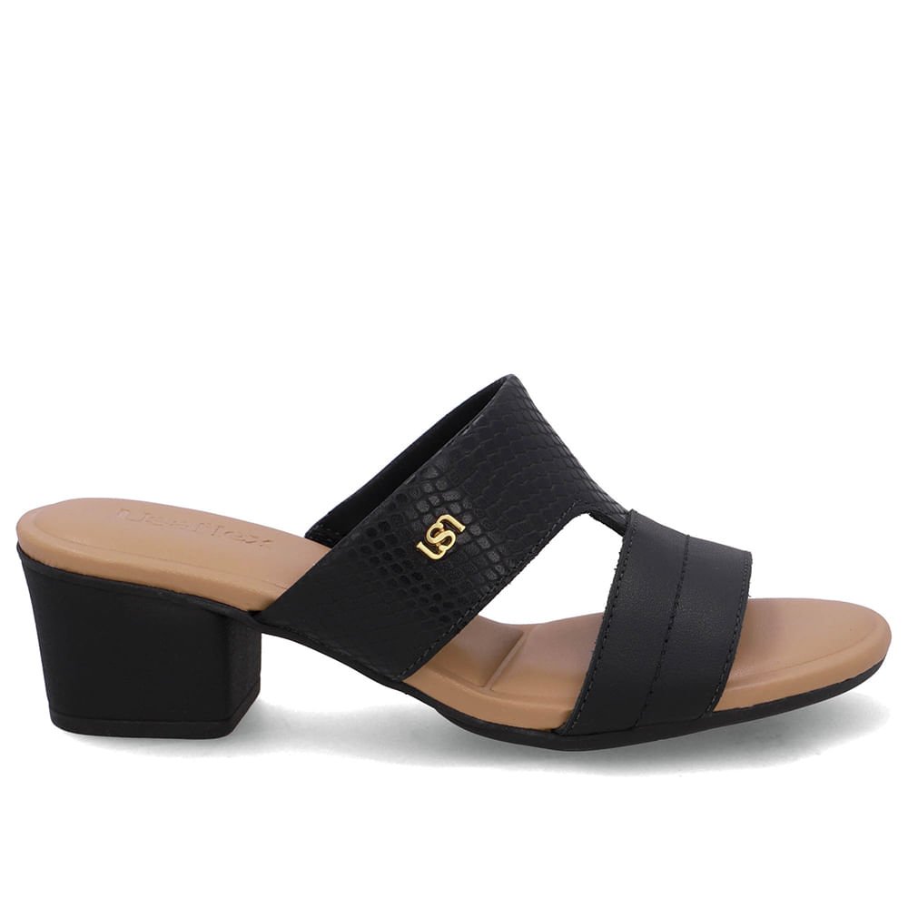 Tamanco Salto Bloco Couro Preto