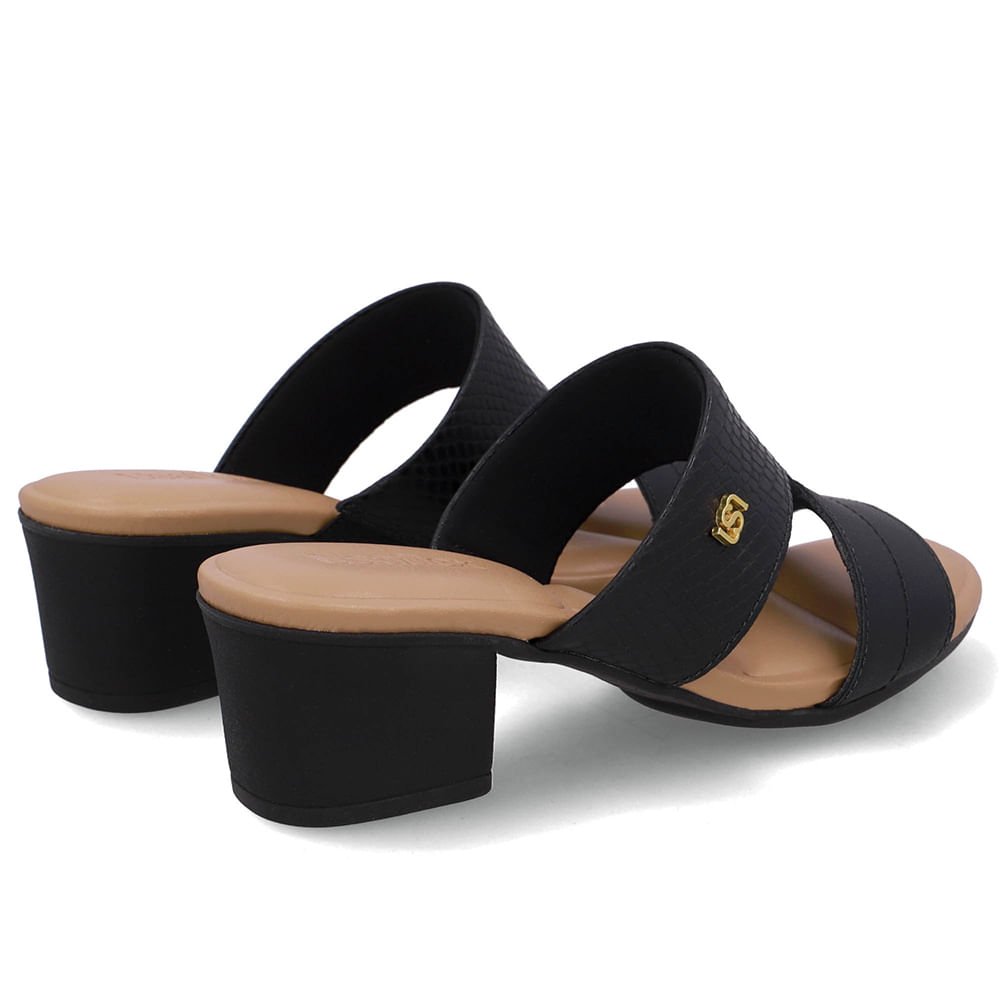 Tamanco Salto Bloco Couro Preto Preto 3