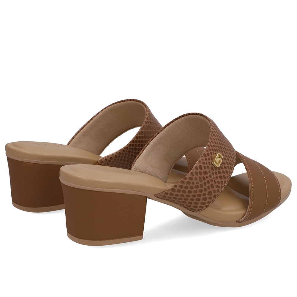 Tamanco Salto Bloco Couro Marrom Marrom 3