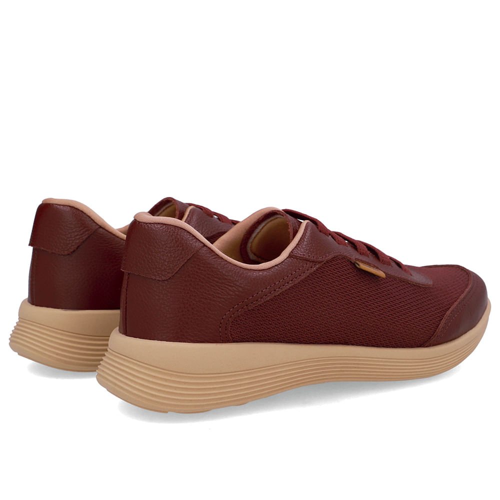 Tênis Couro Vermelho Lateral Tecido Vinho 3