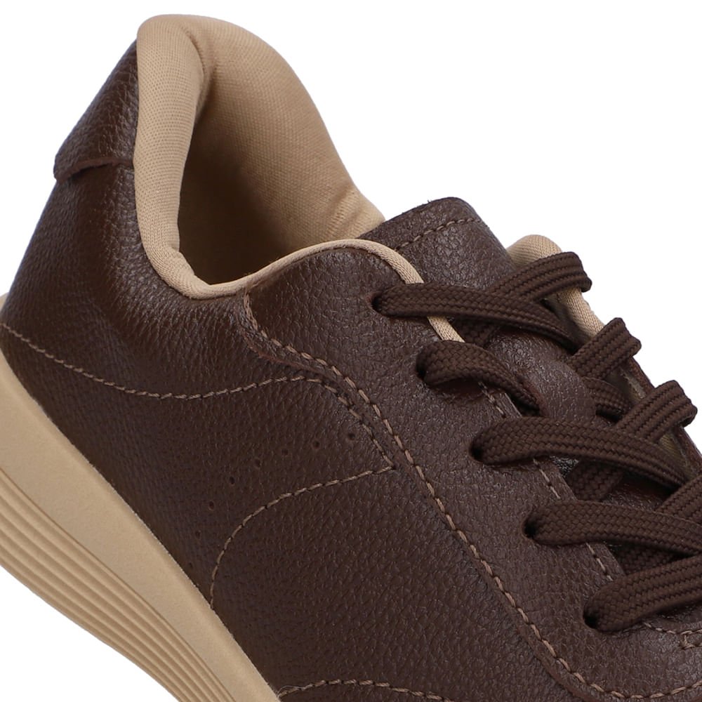 Tênis Couro Marrom Básico Cadarço Marrom 4