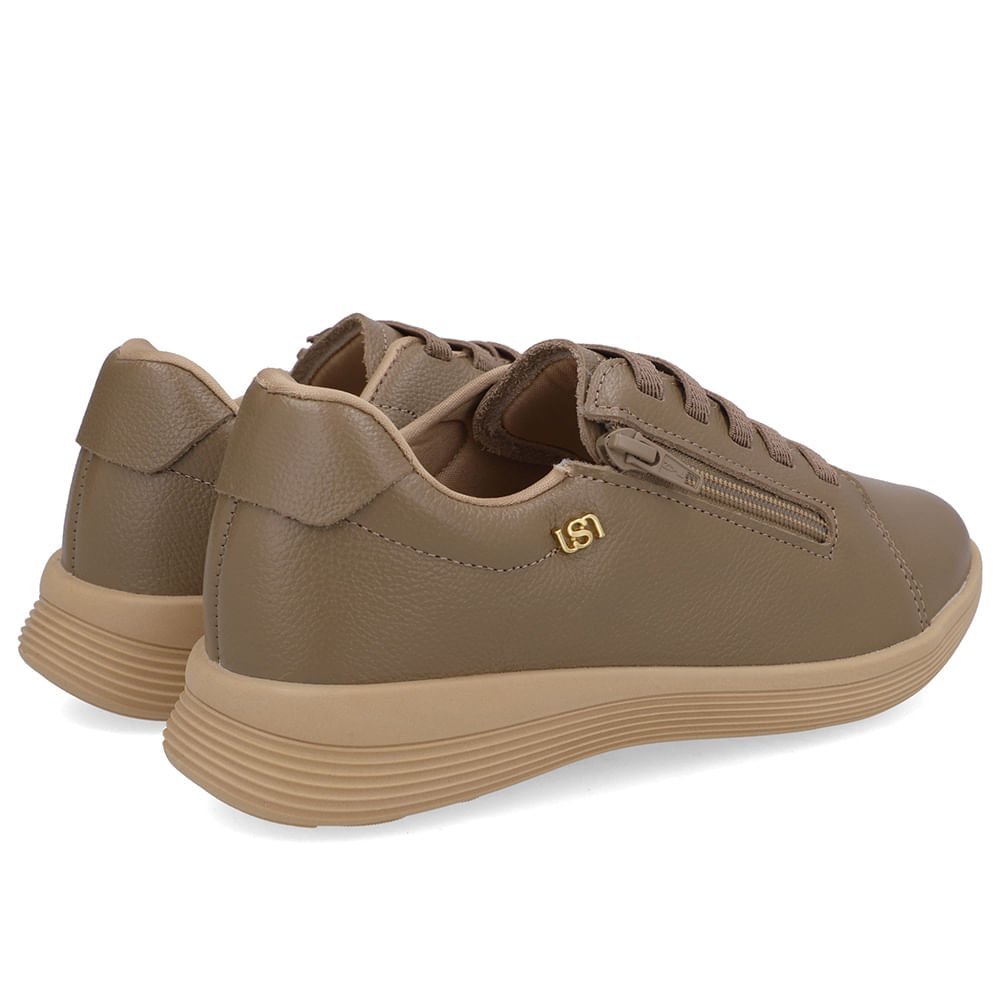 Tênis Couro Marrom Zíper Lateral Marrom 3