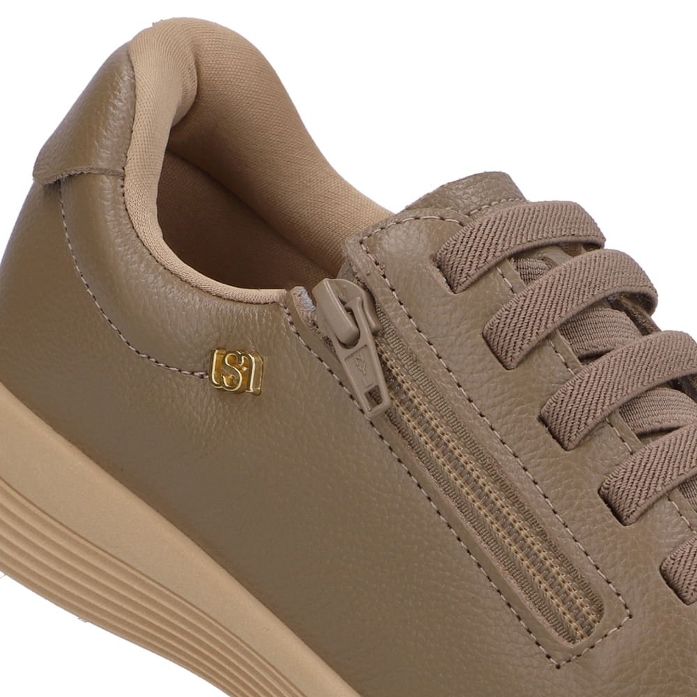 Tênis Couro Marrom Zíper Lateral Marrom 4