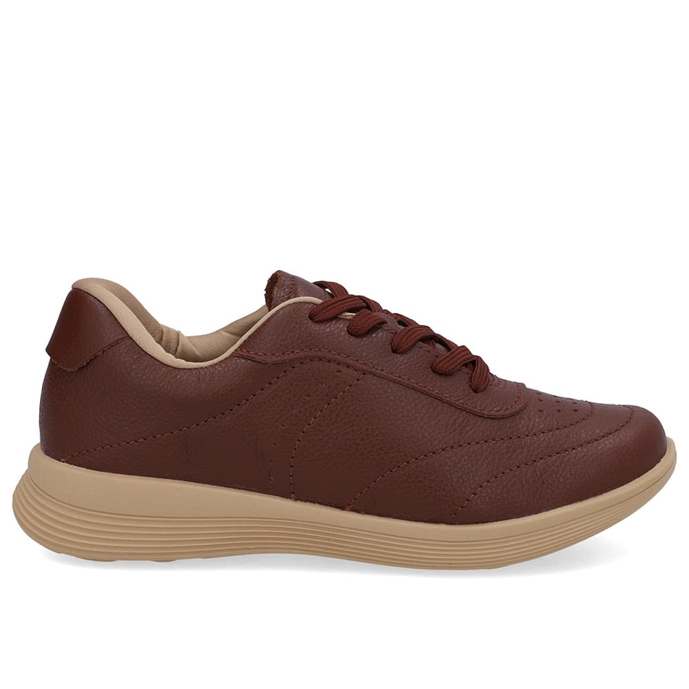 Tênis Couro Vermelha Básico Cadarço