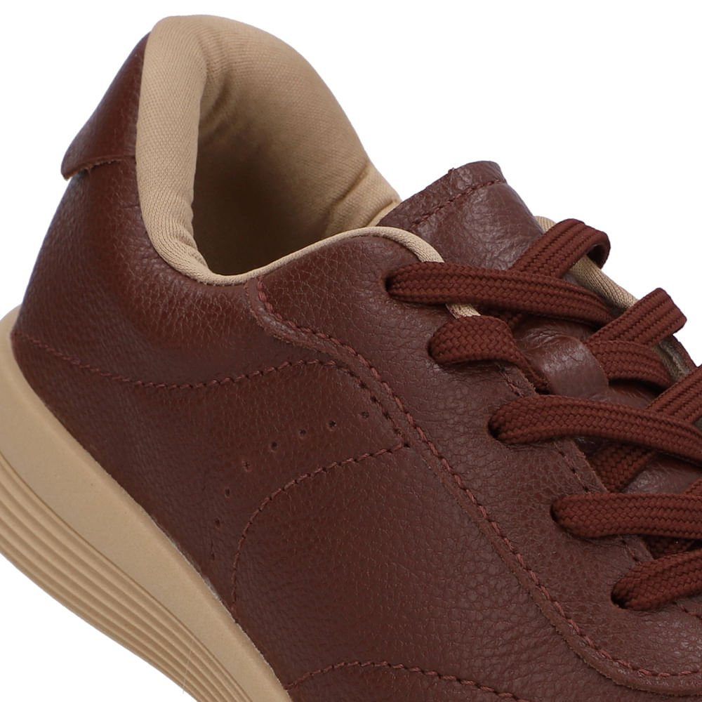 Tênis Couro Vermelha Básico Cadarço Vinho 4