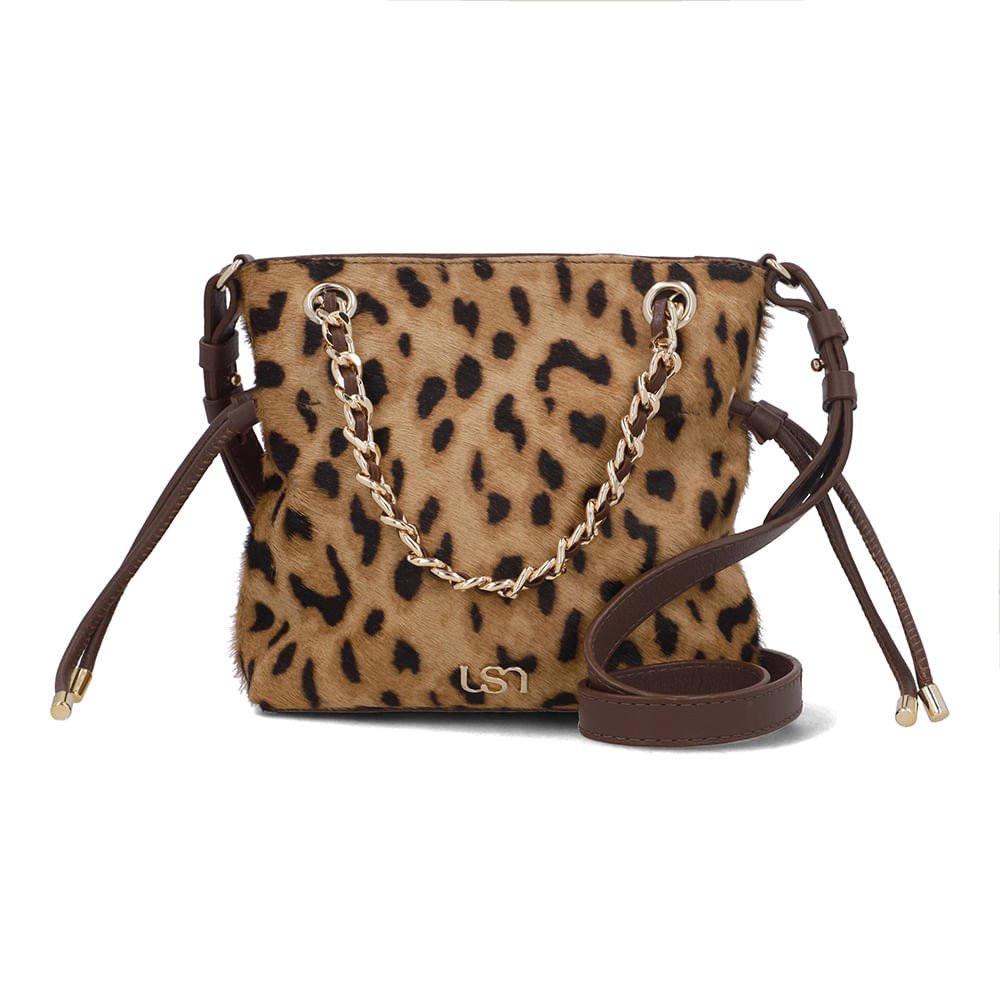 Bolsa Tiracolo Couro Pelo Onça