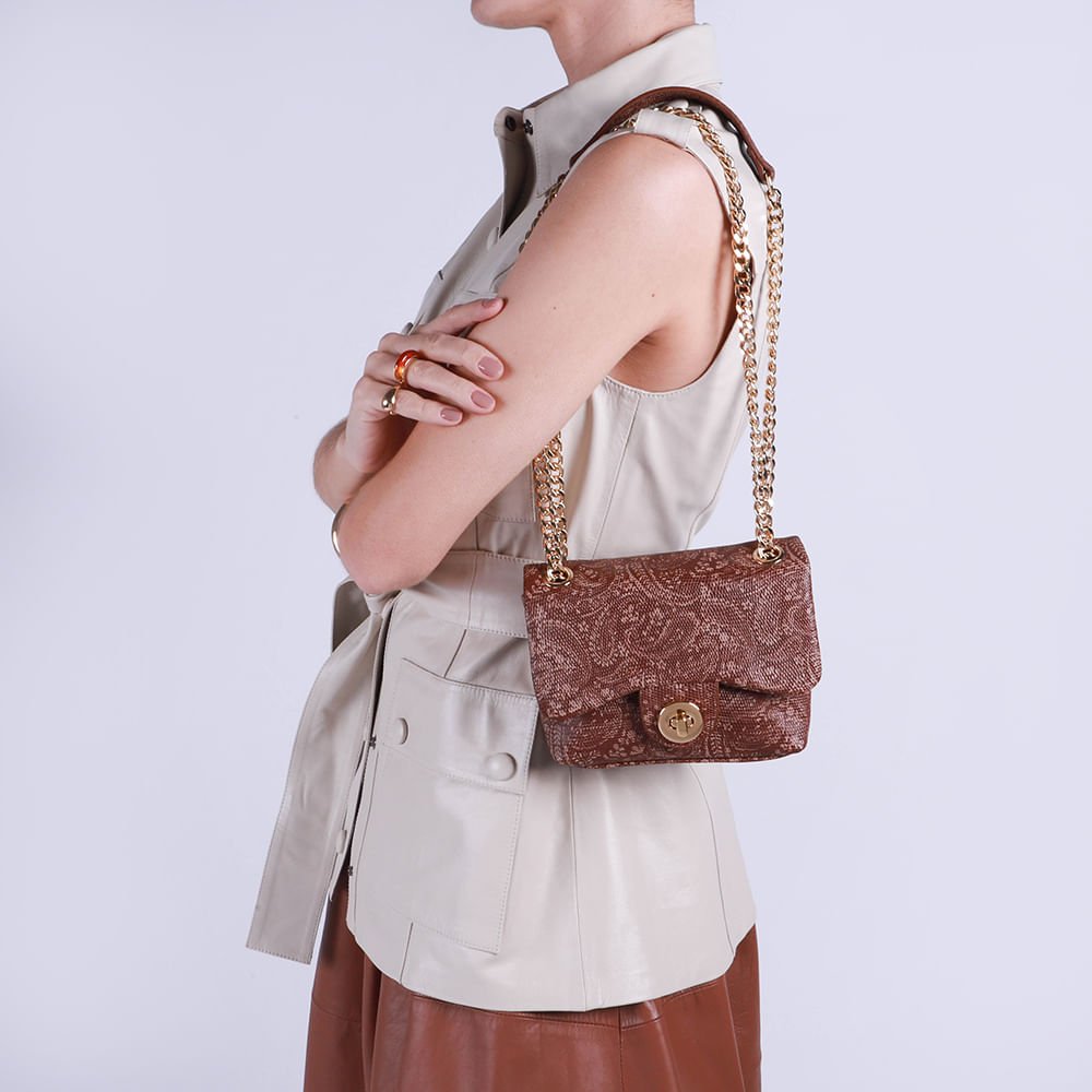 Bolsa Tiracolo Couro Marrom Marrom 5