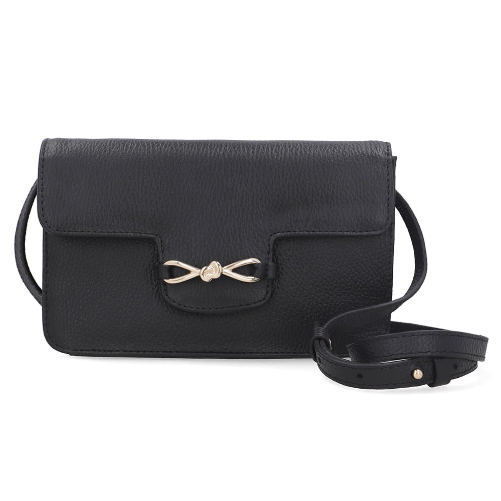 Bolsa Clutch Couro Preta Top