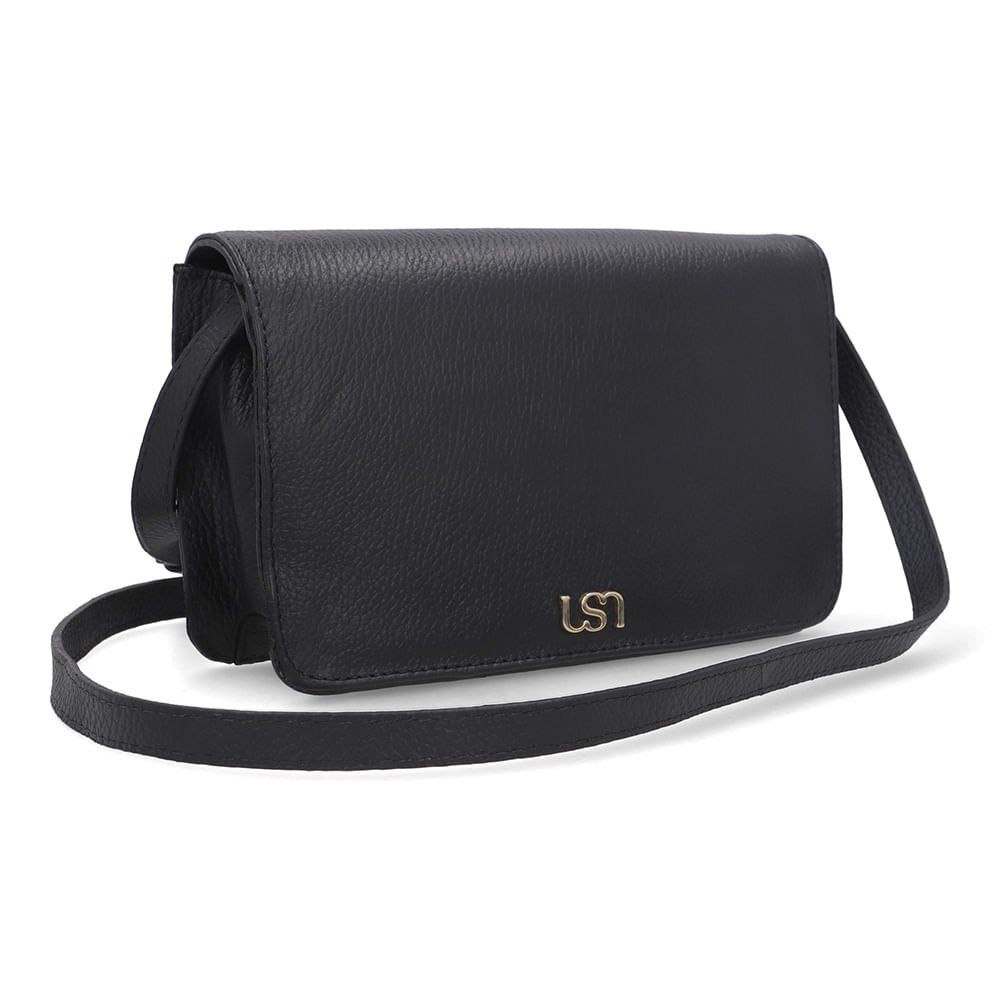 Bolsa Clutch Couro Preta Top Preto 2