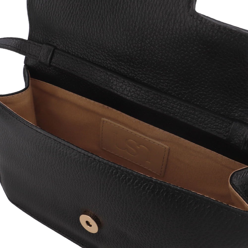 Bolsa Clutch Couro Preta Top Preto 3