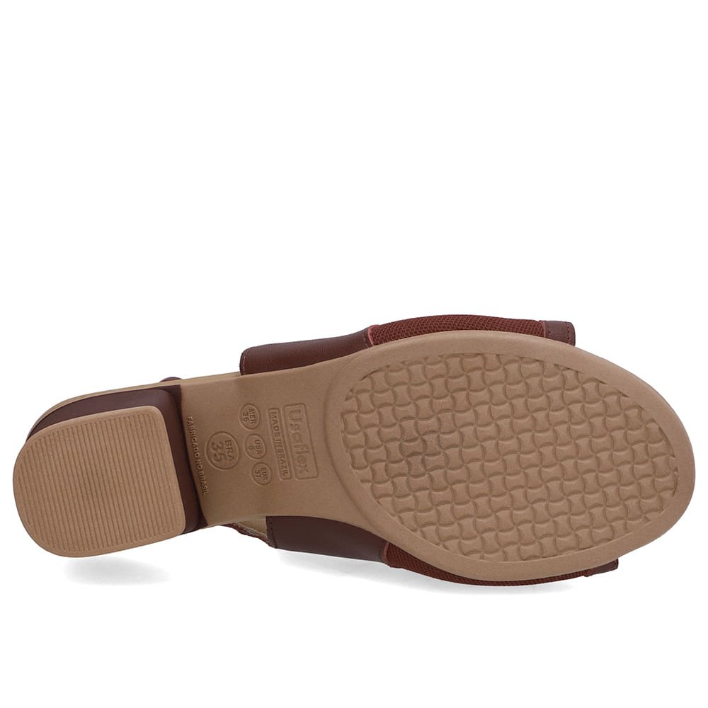 Sandália Salto Bloco Couro Vermelha Tecido Vinho 5