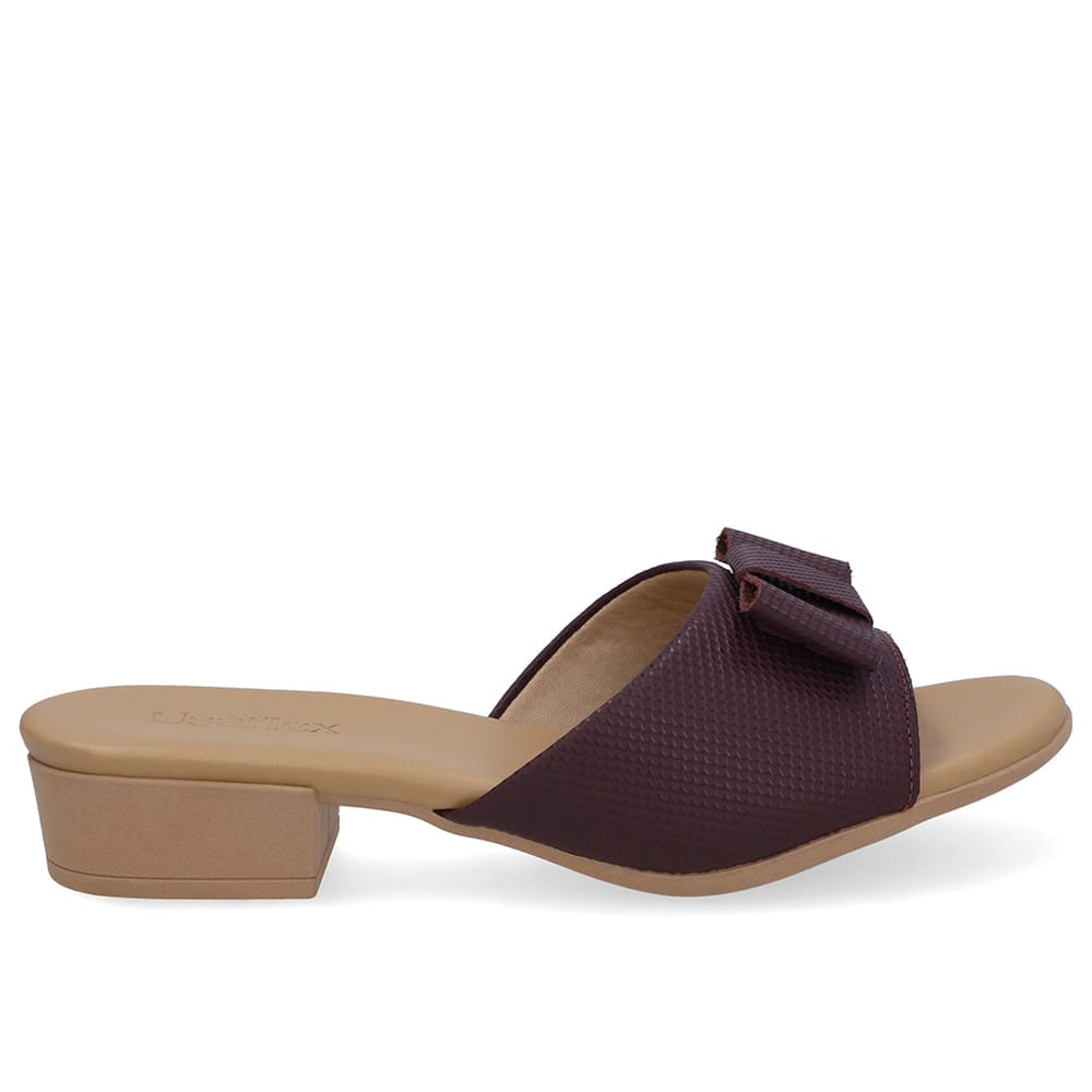 Tamanco Salto Bloco Couro Roxo