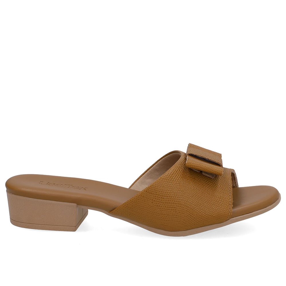 Tamanco Salto Bloco Couro Marrom