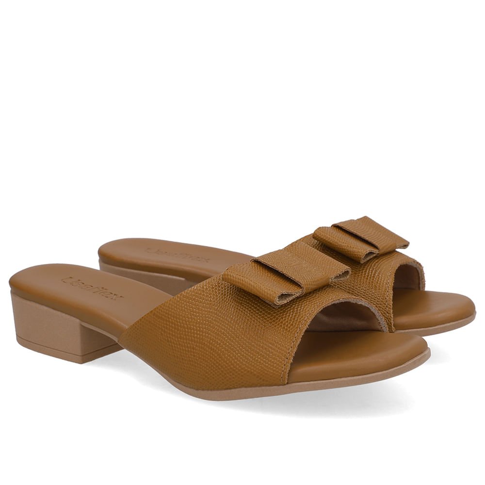 Tamanco Salto Bloco Couro Marrom Marrom 2