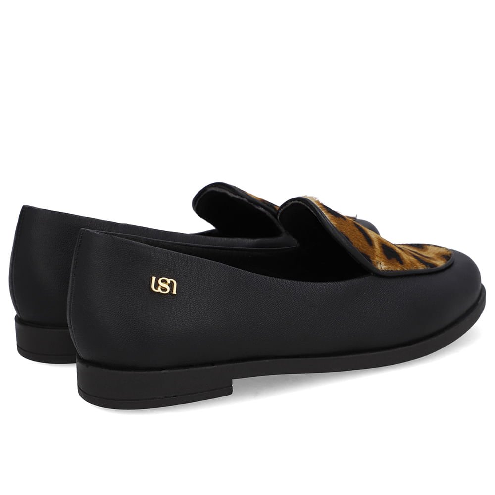 Loafer Couro Preto Detalhe Pelo Preto 3