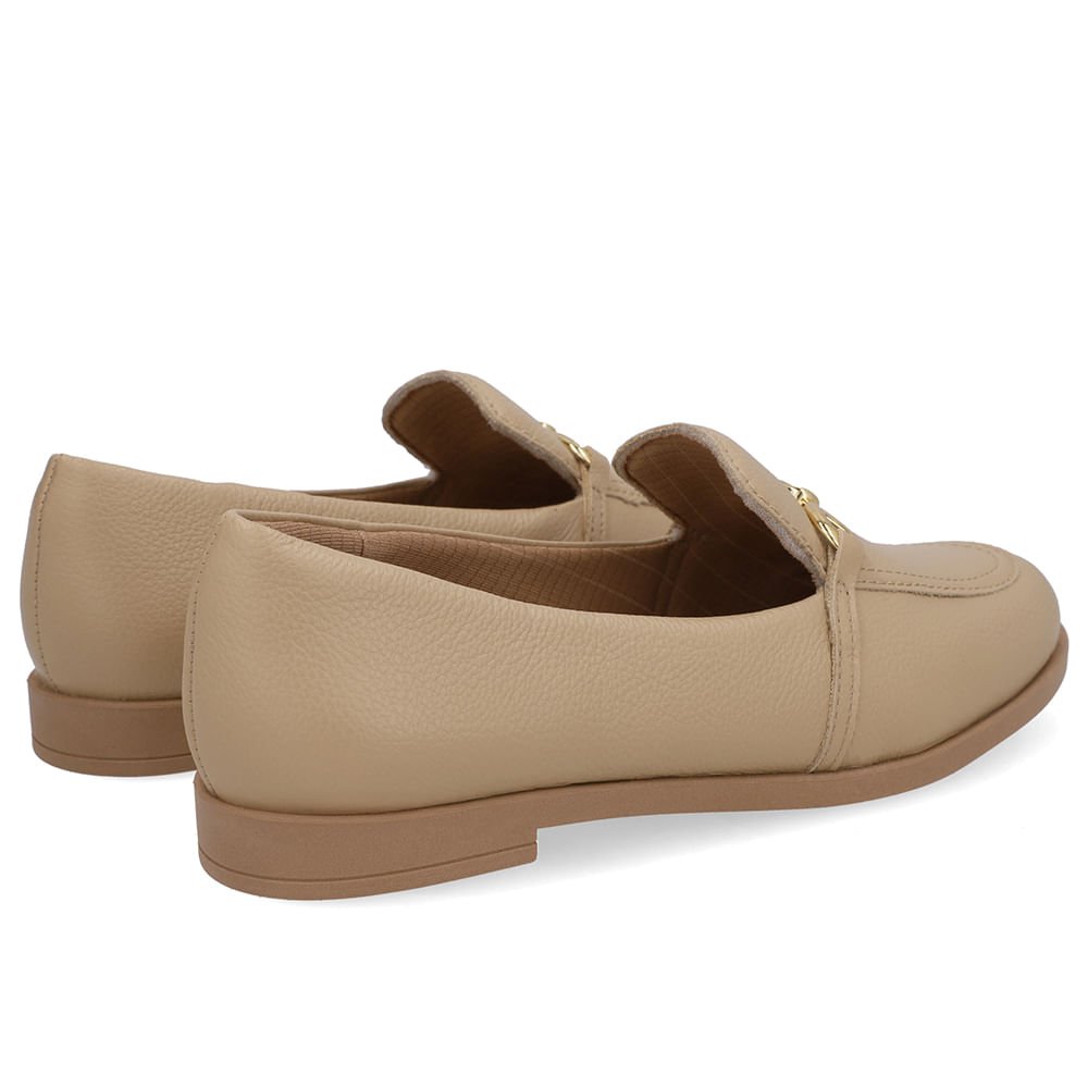 Loafer Couro Bege Bridão Bege 3