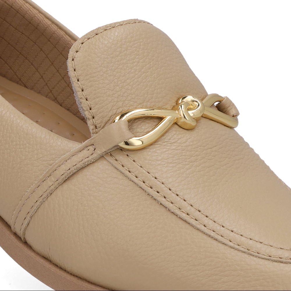 Loafer Couro Bege Bridão Bege 4