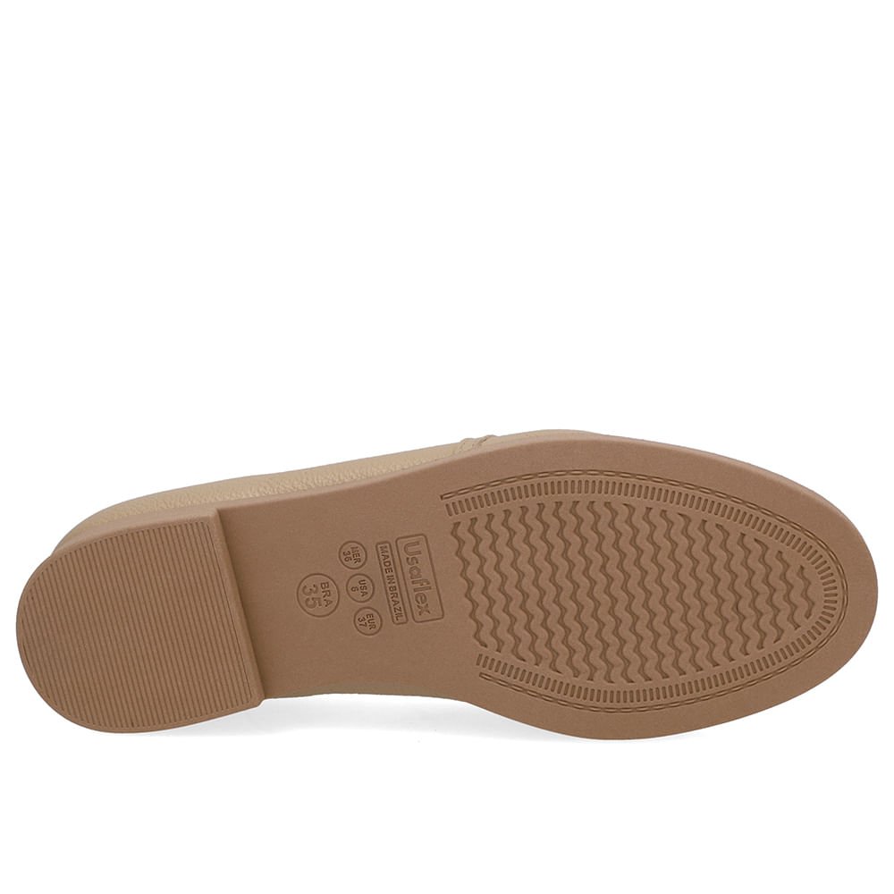 Loafer Couro Bege Bridão Bege 5