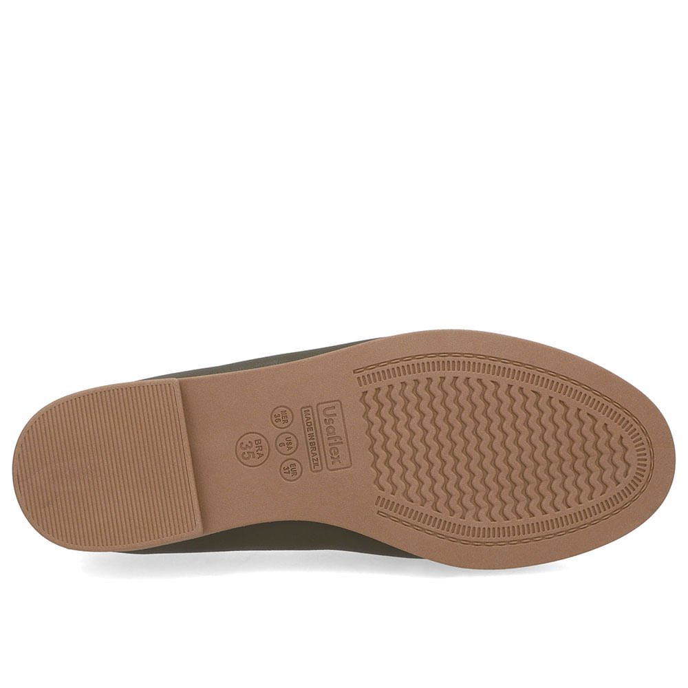 Loafer Couro Verde Oliva Pesponto Verde 5