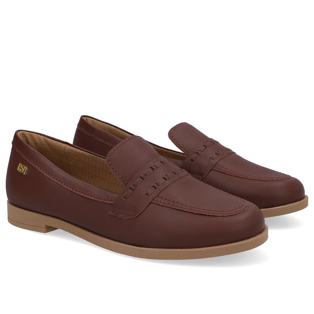 Loafer Couro Vermelho Pesponto Vermelho 2