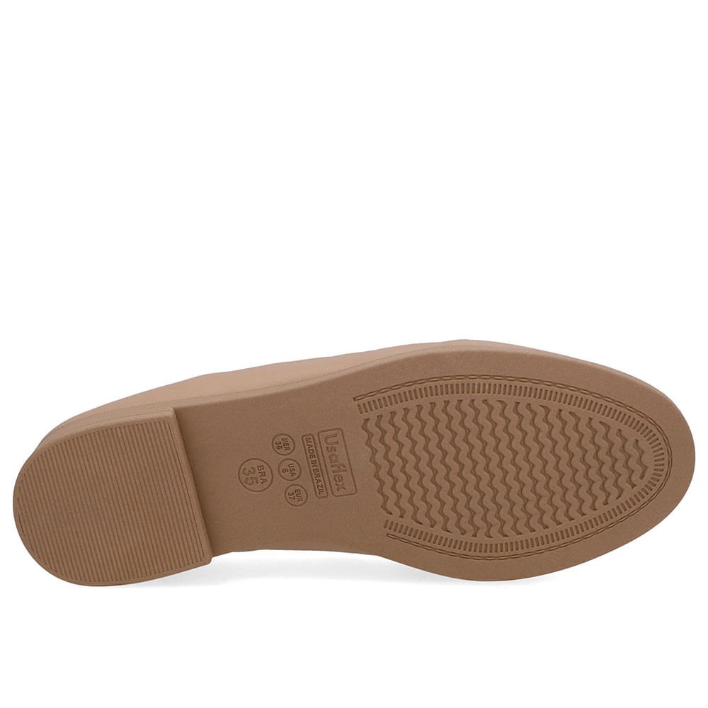 Loafer Couro Bege Pesponto Bege 5