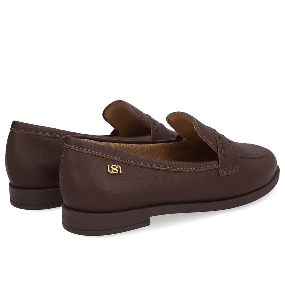 Loafer Couro Marrom Pinhão Pesponto Pinhão 3