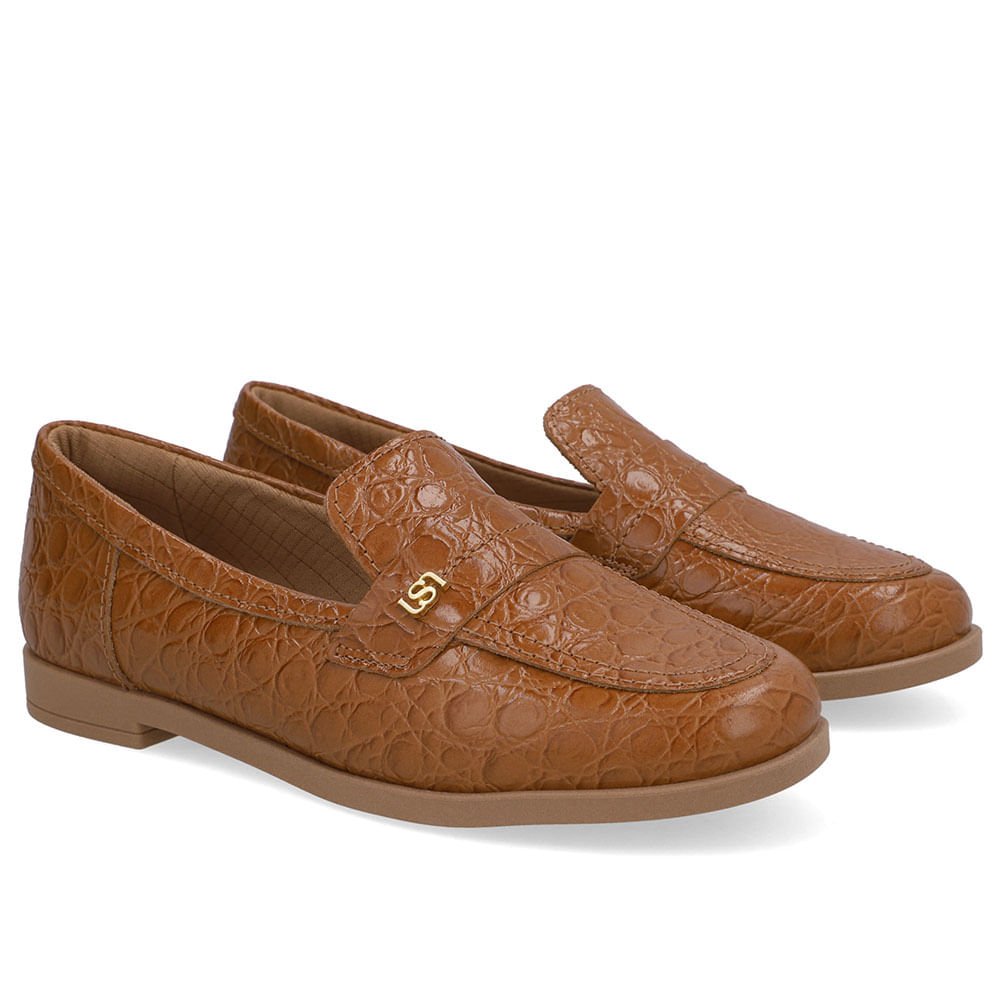 Loafer Couro Marrom Tira Monograma Marrom 2