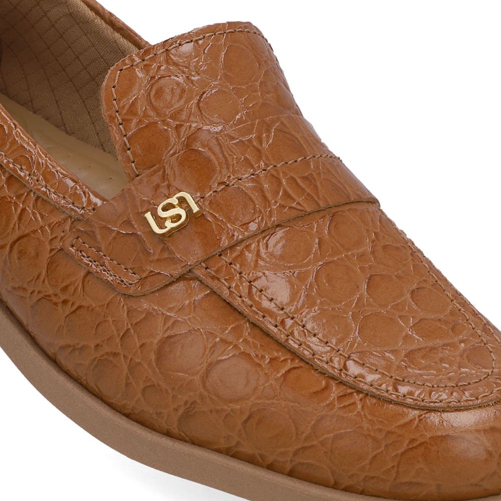 Loafer Couro Marrom Tira Monograma Marrom 4