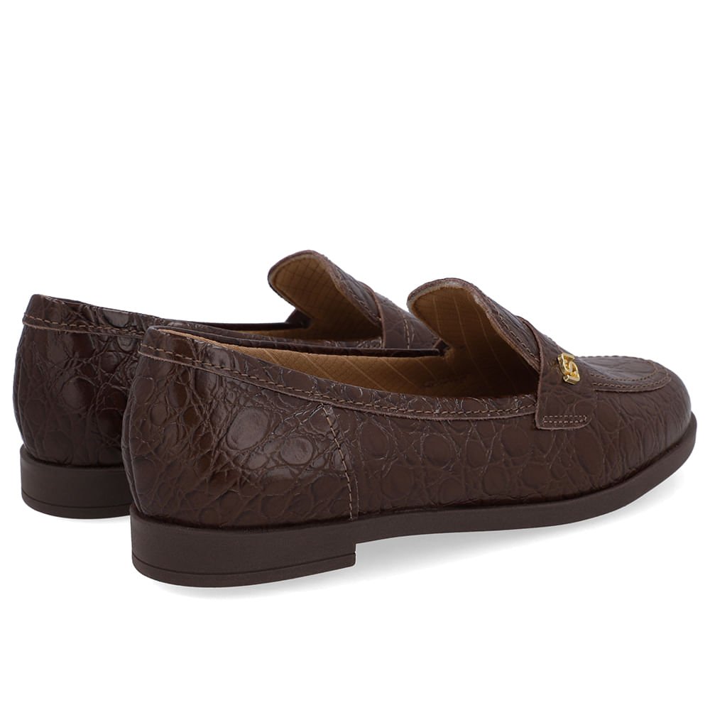 Loafer Couro Marrom Tira Monograma Marrom 3