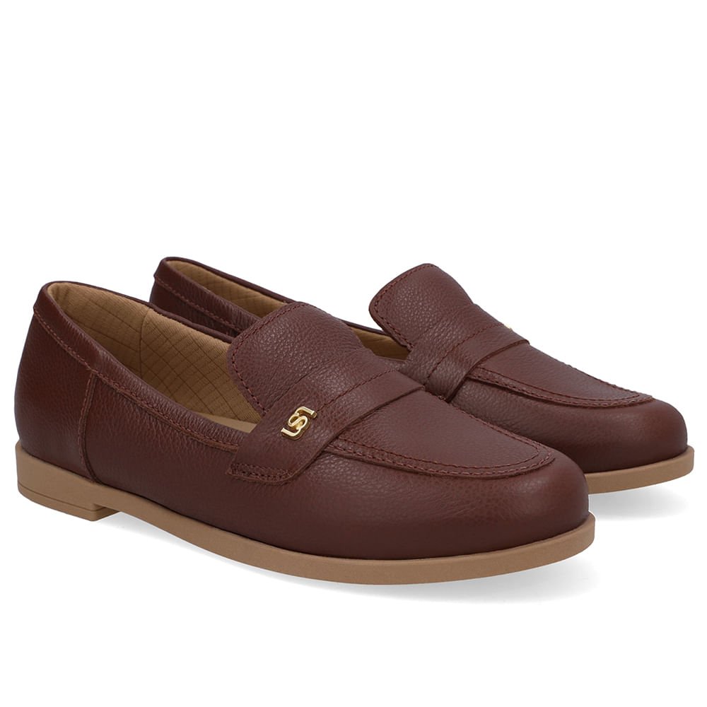 Loafer Couro Marrom Tira Monograma Marrom 2