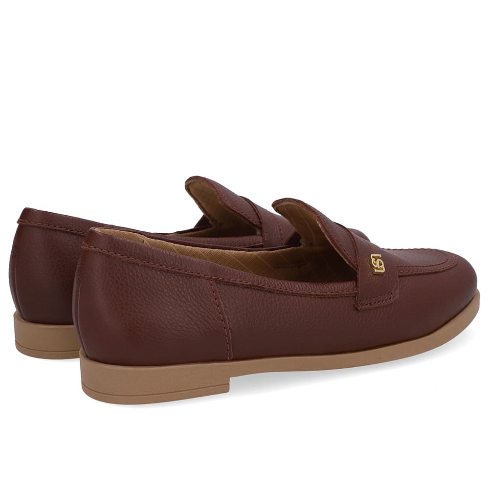 Loafer Couro Marrom Tira Monograma Marrom 3