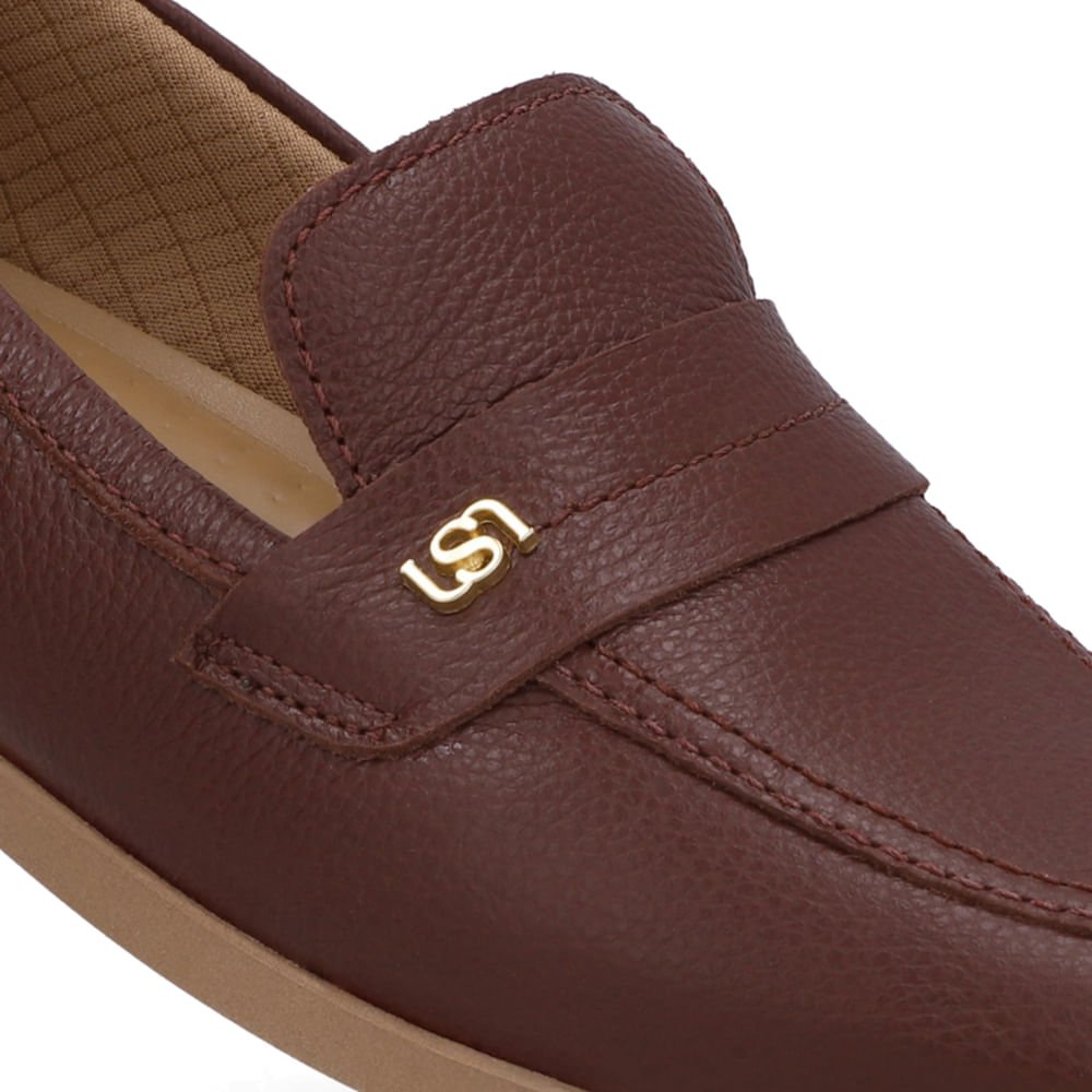 Loafer Couro Marrom Tira Monograma Marrom 4