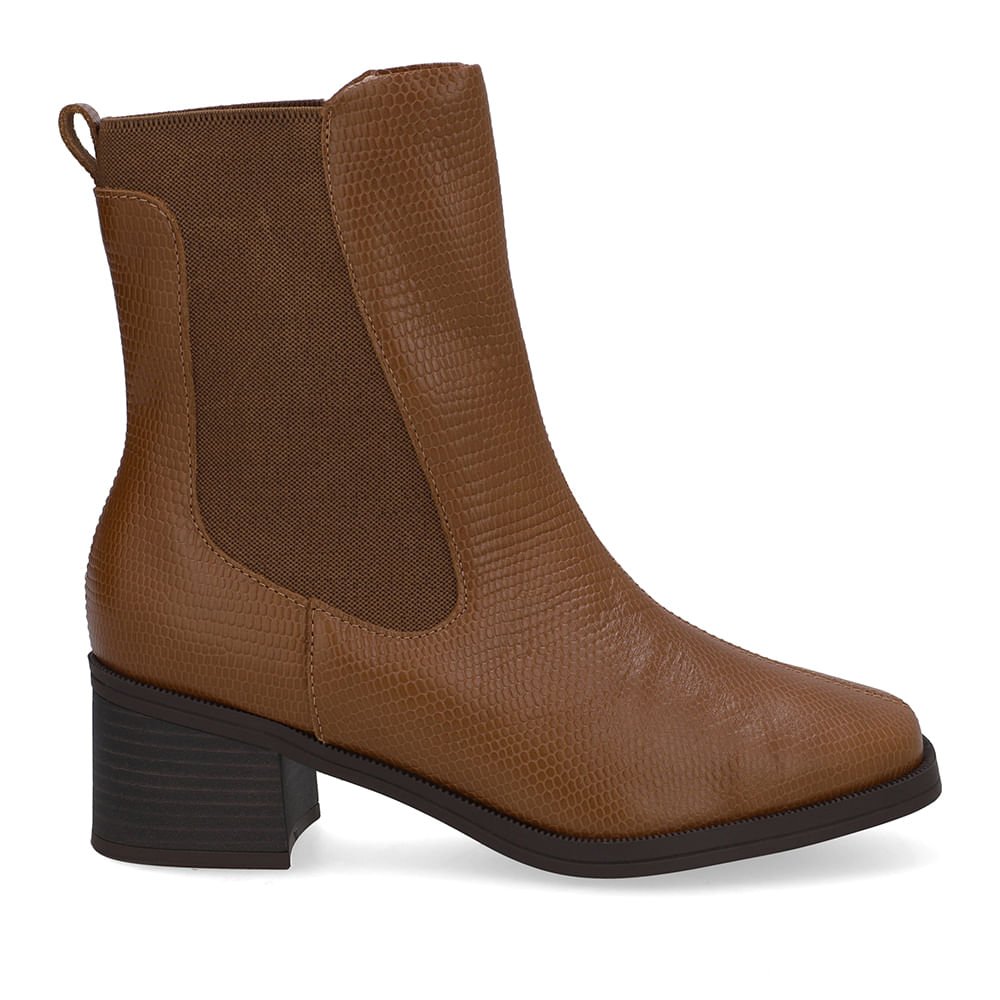 Bota Couro Marrom Canela Lateral Elástico