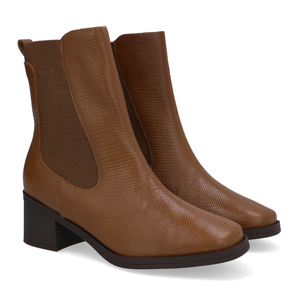 Bota Couro Marrom Canela Lateral Elástico Marrom 2