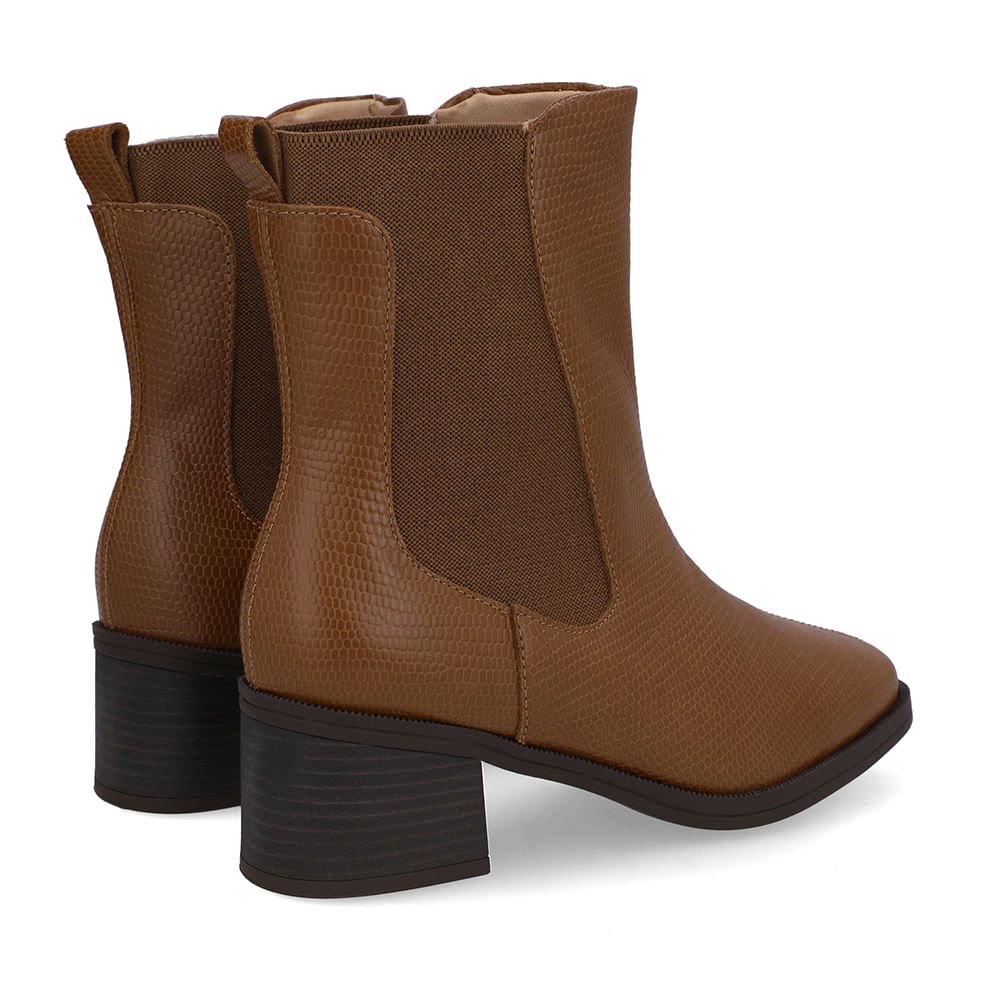 Bota Couro Marrom Canela Lateral Elástico Marrom 3
