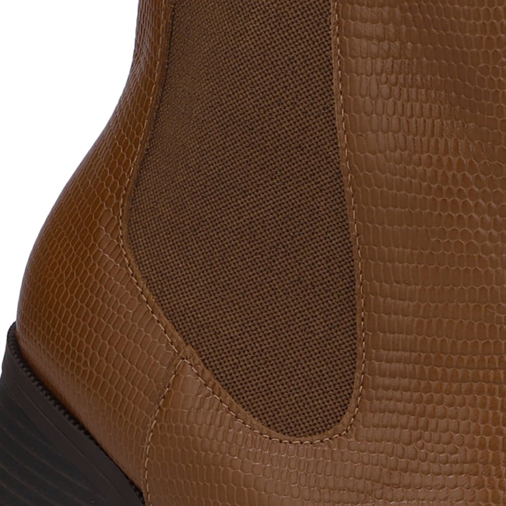 Bota Couro Marrom Canela Lateral Elástico Marrom 4
