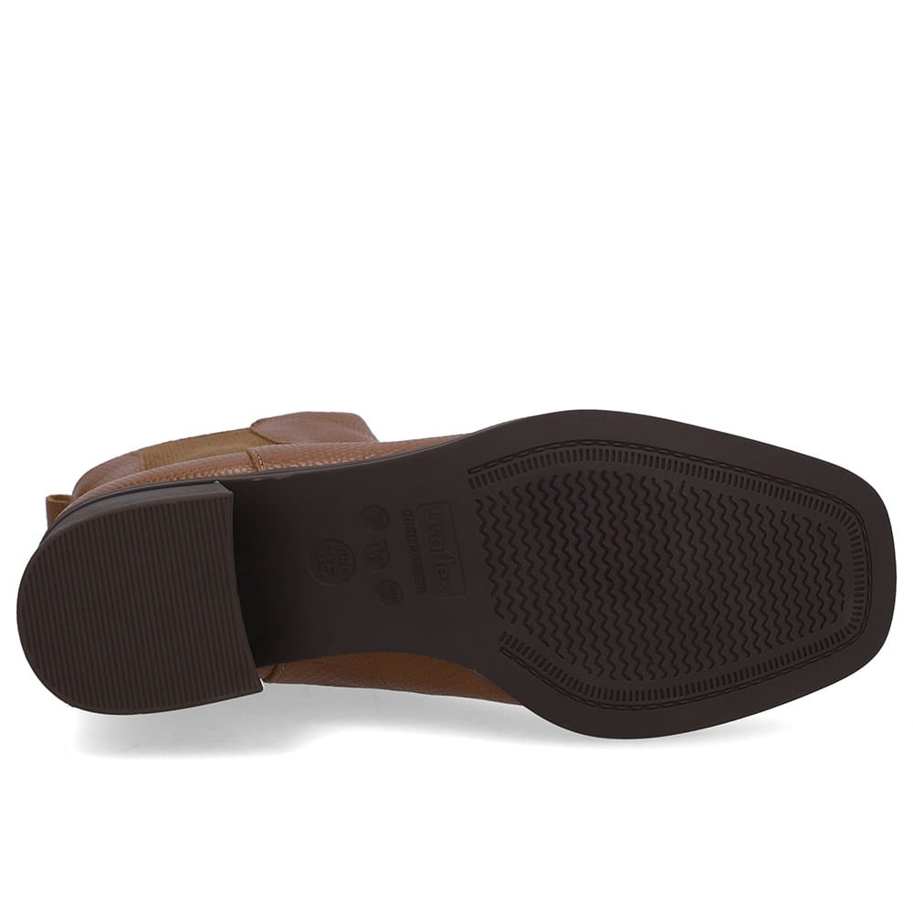 Bota Couro Marrom Canela Lateral Elástico Marrom 5